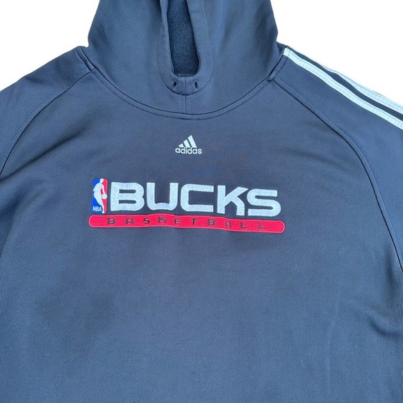 Adidas NBA Milwaukee Bucks Hoodie Sweatshirt Basketball Black Extra Large - Picture 12 of 16